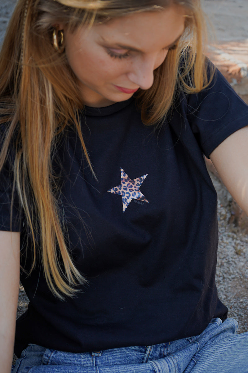 Polera Star print Negra