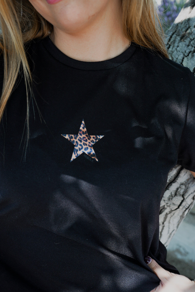 Polera Star print Negra